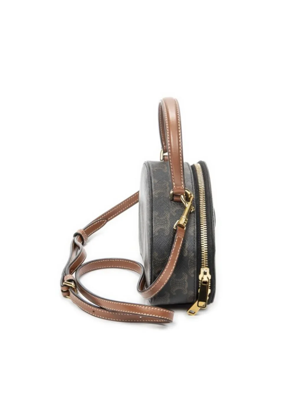 Celine Triomphe Half Moon Case Shoulder Bag Brown Canvas